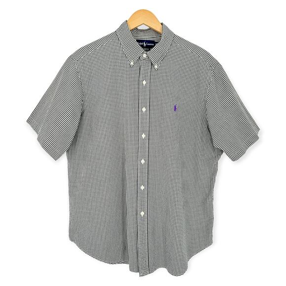 Ralph Lauren | Men's XL | Classic Fit Black White Check Short-Sleeve Dress Shirt - Picture 1 of 6